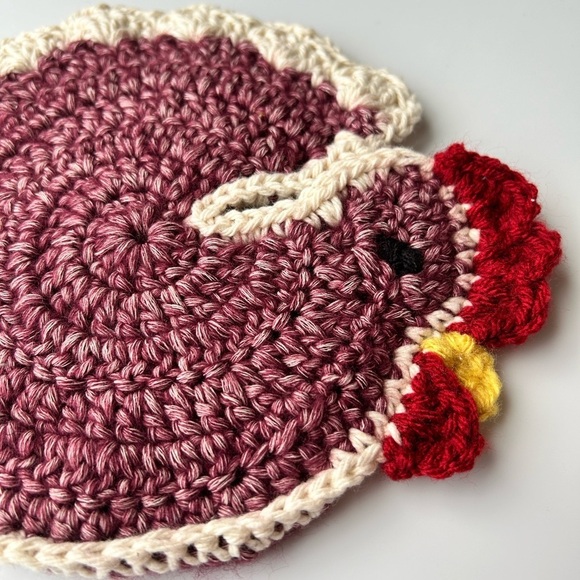 Hand Crochet Chicken Rooster Pot Holder - Picture 2 of 2